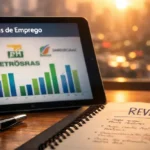 Infográfico mostrando o giro de concursos públicos no Brasil em 17 de abril de 2026, com destaque para Petrobras, Bacen, Marinha e Prefeitura de Campinas. Ilustração de editais e oportunidades.